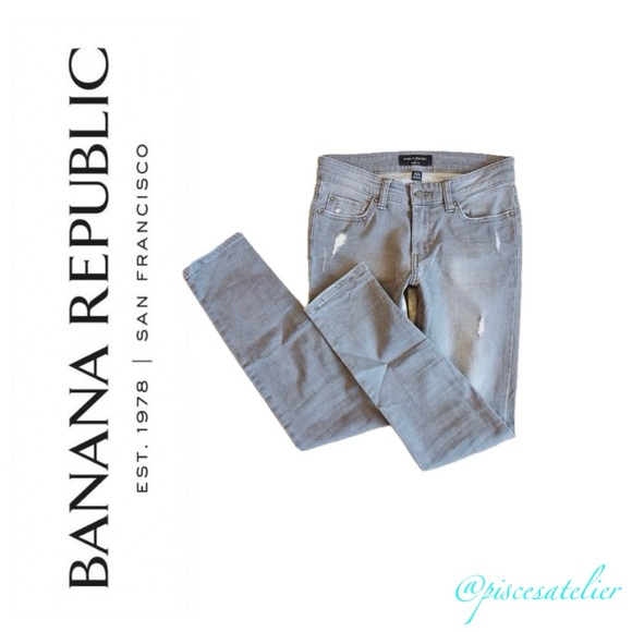 Banana Republic Skinny Fit Distressed Jeans in Light Gray Wash, Women’s Size 25P - Picture 5 of 10